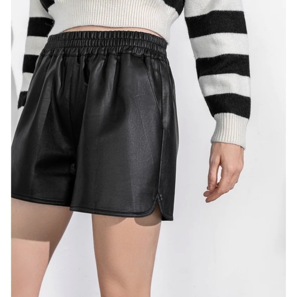 Camille Black Leather Shorts - Picture 4 of 7